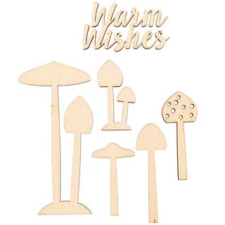 Houten decoratie paddenstoelen Set [ 4,5 x 7,5 cm / 9 x 17,5 cm ] | Rico Design – natuur, 
