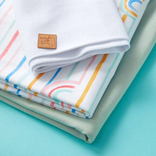 GOTS Stoffenpakket jersey Aquarel regenboog | Tula – wit, image number 2