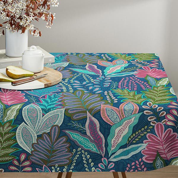 Decostof half panama botanisch – marineblauw,  image number 5