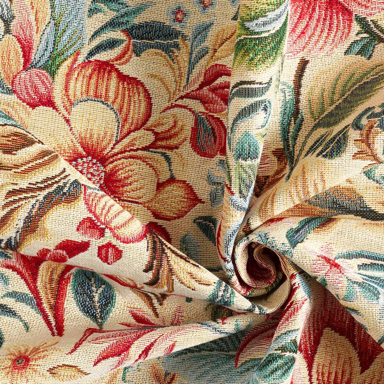 Decostof Gobelin prachtige bloemen – lichtbeige/rood,  image number 3
