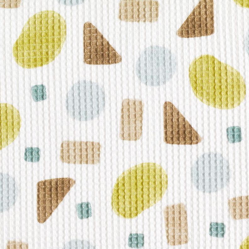Wafelpiqué Kleurrijke vormen – mosgroen/ivoor,  image number 6