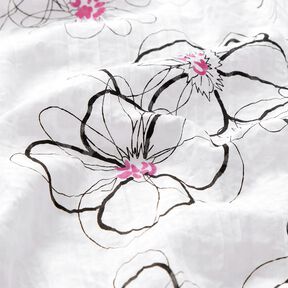 Gekreukt voile bloemen en luipaardpatroon – wit/zwart, 