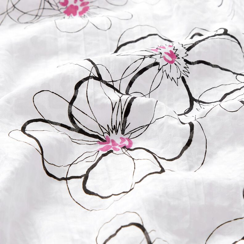 Gekreukt voile bloemen en luipaardpatroon – wit/zwart, image number 2