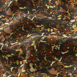 Viscose crêpe Georgette losse bloemen – zwart/bruin, 