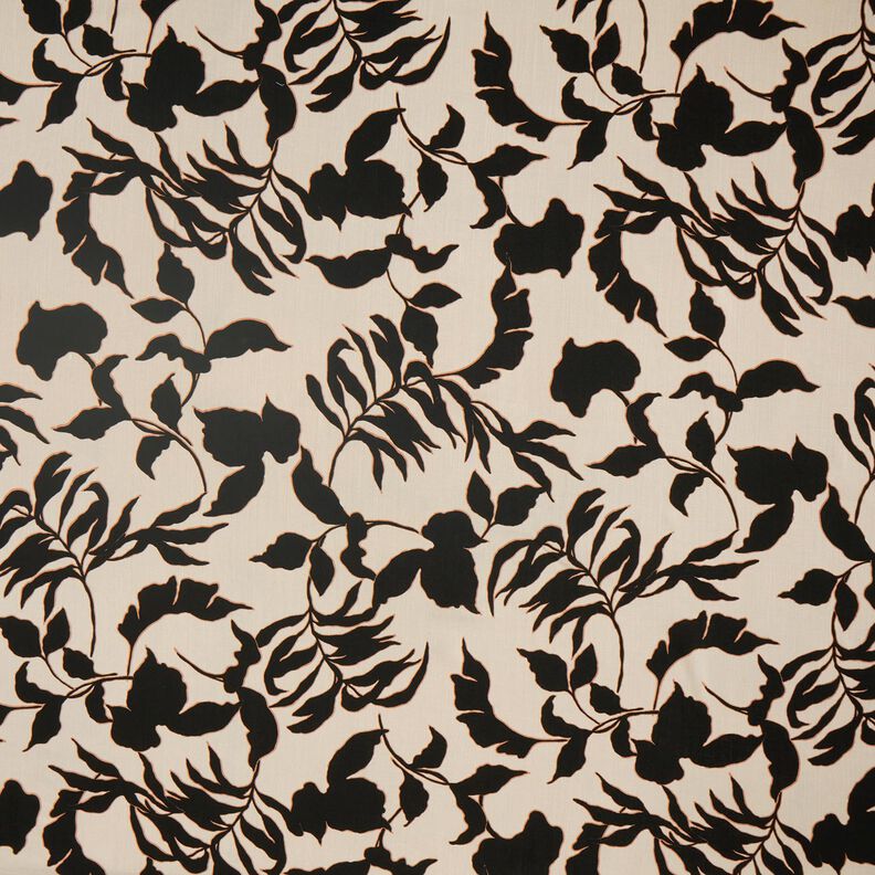 Viscosestof weelderige bladeren  – amandel/zwart,  image number 1