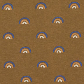 Katoenjersey kleine regenbogen  – middelbruin | Stofrestant 80cm, 