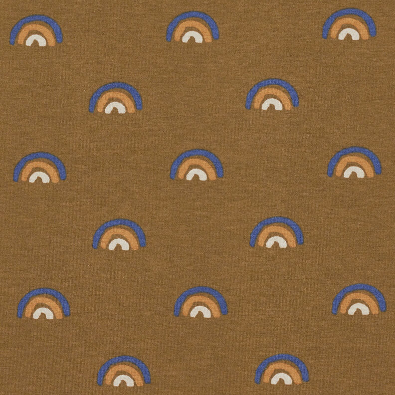 Katoenjersey kleine regenbogen  – middelbruin | Stofrestant 80cm,  image number 1