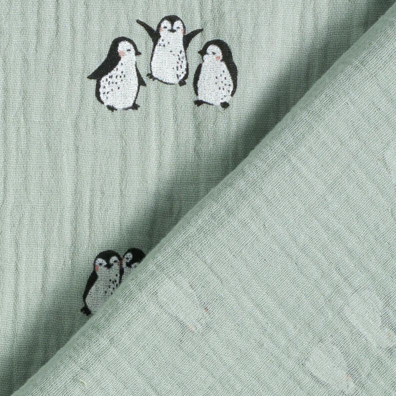 Mousseline/dubbel gehaakte stoffen blije pinguïns – riet, image number 4