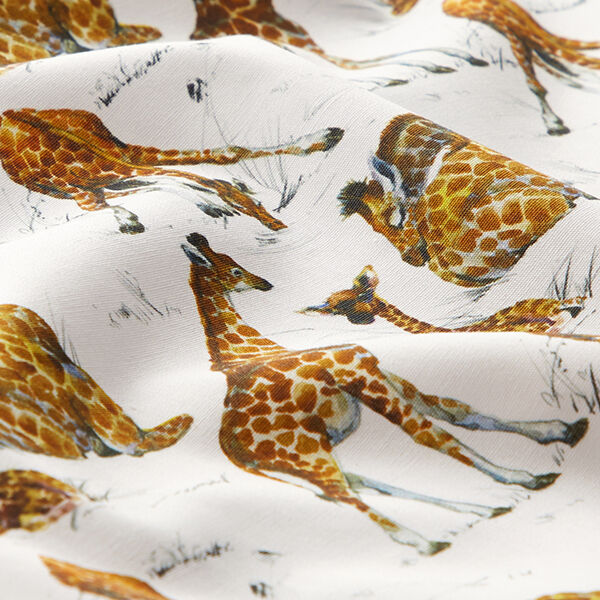 Katoenpopeline Digitaal printen Aquarel print giraffen | STENZO – wit, image number 2