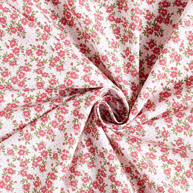 Katoenpopeline Bloemenzee – rood/wit, image number 3