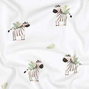 GOTS Katoenjersey Zebra's in de steppe Digitaal printen | Poppy Fabrics – wit/zwart, 