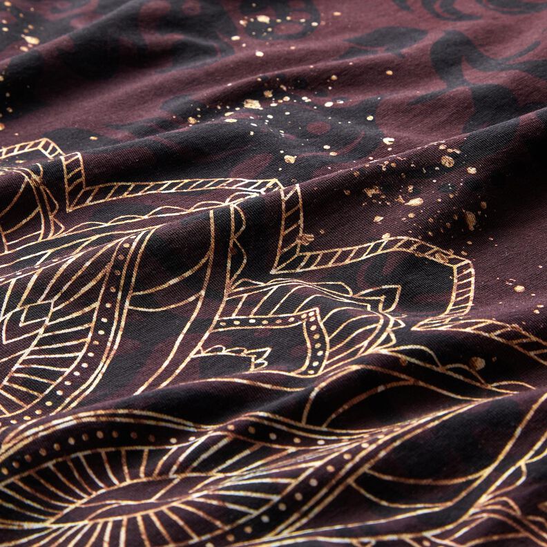 KatoenjerseyBorduurstof Mandala met gouden spikkels | Glitzerpüppi – zwartbruin/goud, image number 7