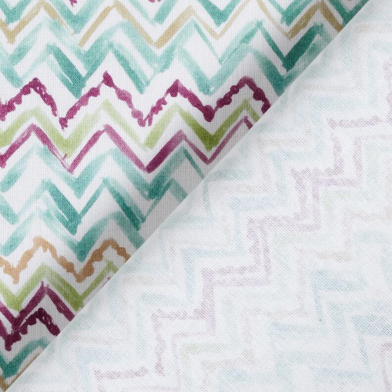 Katoenpopeline Penseelstreek zigzag Digitaal printen – wit/eucalyptus,  image number 4