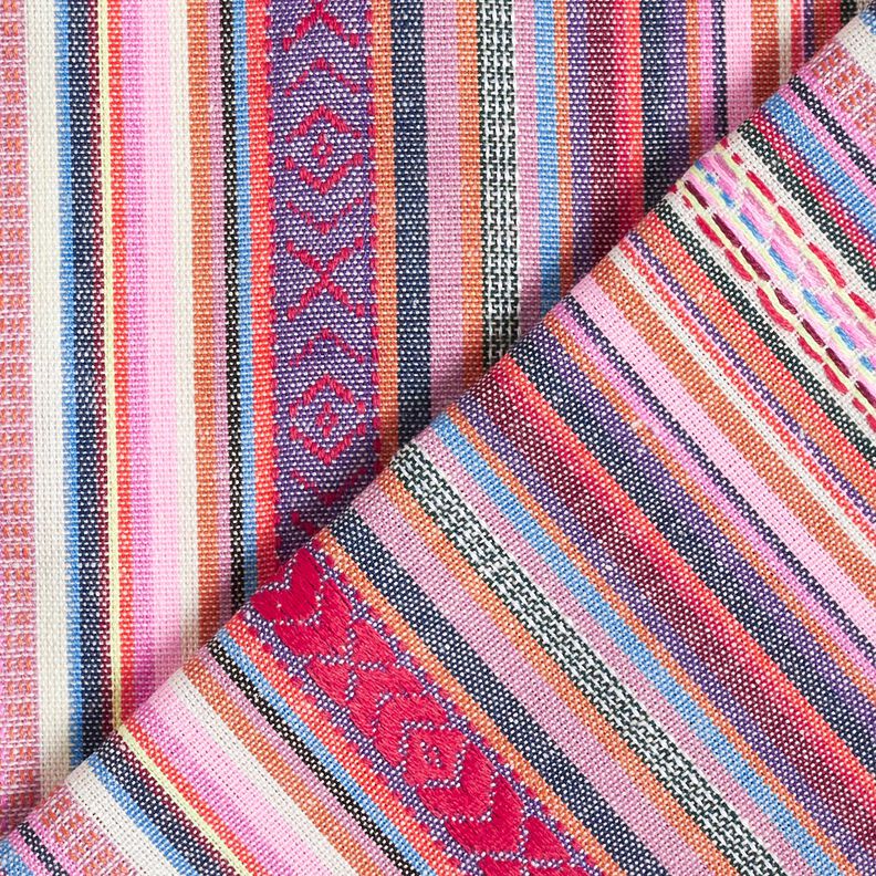Decostof Jacquard Pastelkleurige strepen – roze/lila, image number 4