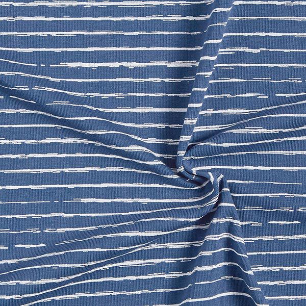 Katoenjersey Skribbel-strepen – jeansblauw,  image number 3