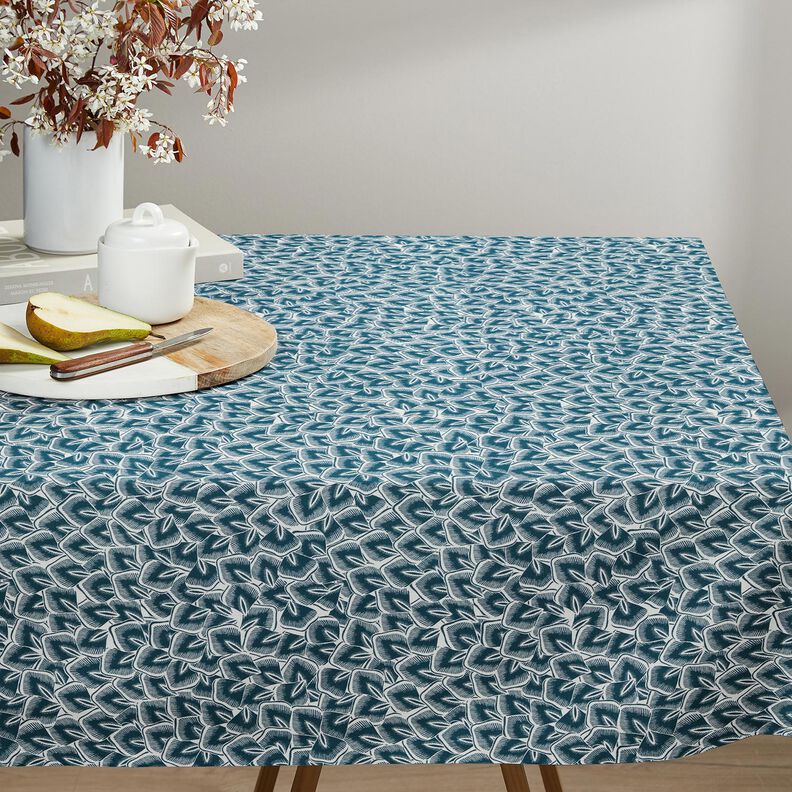 Katoenen stof Cretonne Abstracte bladeren – oceaanblauw/ivoor, image number 8