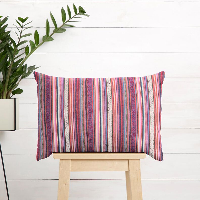 Decostof Jacquard Pastelkleurige strepen – roze/lila, image number 6