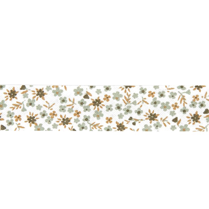 Biasband kleine bloemen [20 mm] – riet,  image number 1