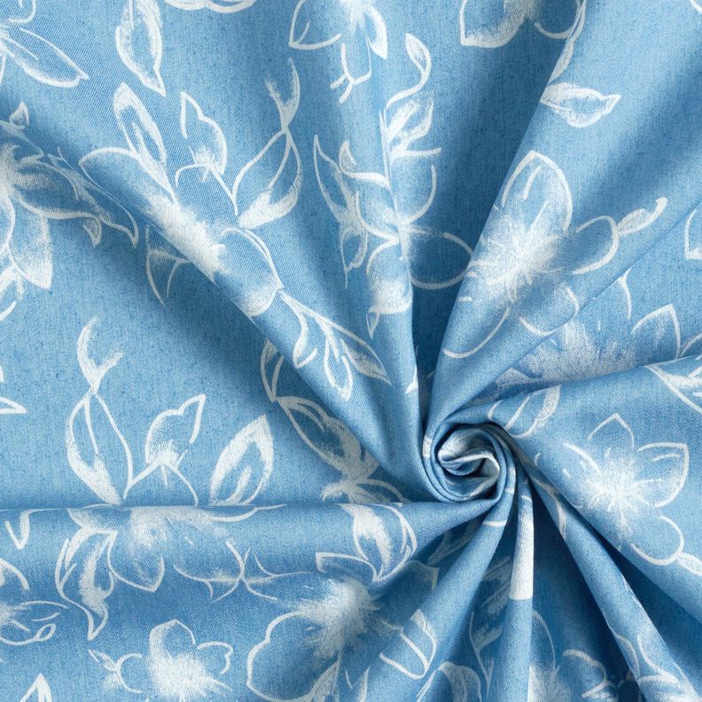 Chambray Zomerse bloesems – lichtblauw/ecru,  image number 3