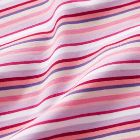 Katoenjersey Ringletstrepen – lila/pink, 