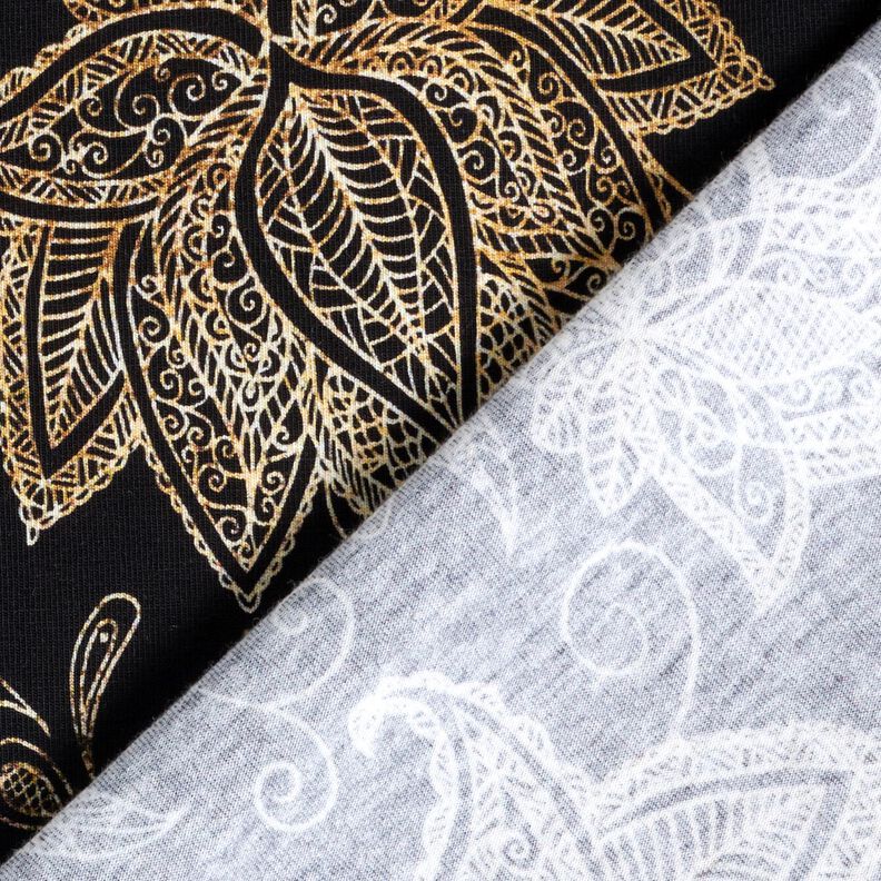 Katoenjersey gouden mandala bloemen | Glitzerpüppi – zwart/goud, image number 4