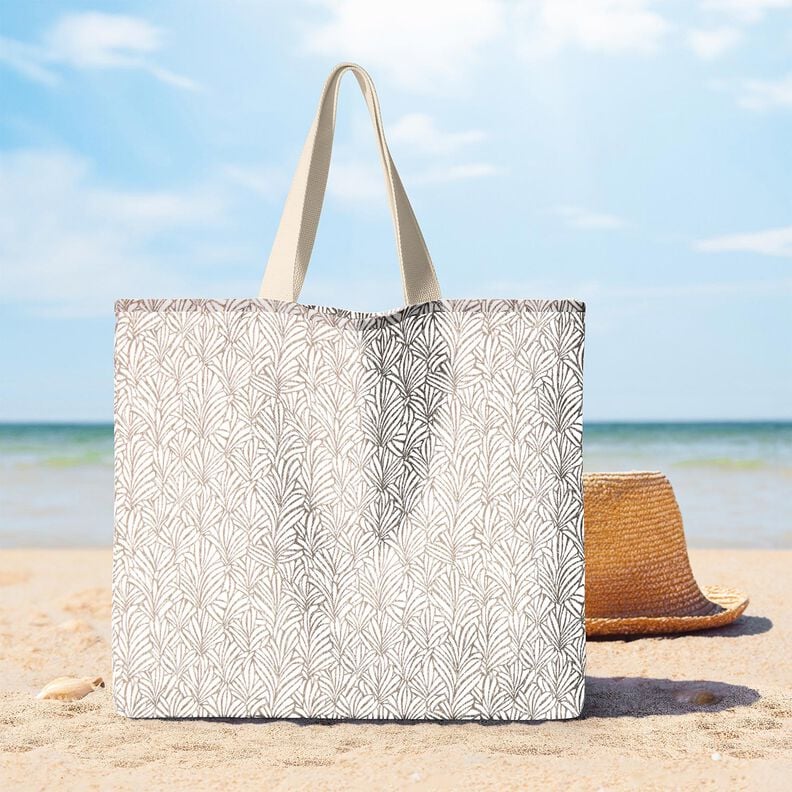 Gecoate katoen Abstracte palmbladeren &ndash; taupe/ivoor,  image number 5