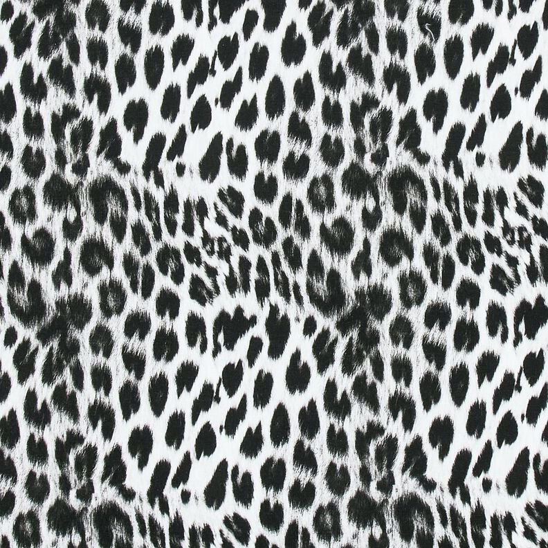 French Terry geborstelde sneeuwluipaard digitale print – zwart/wit, image number 1