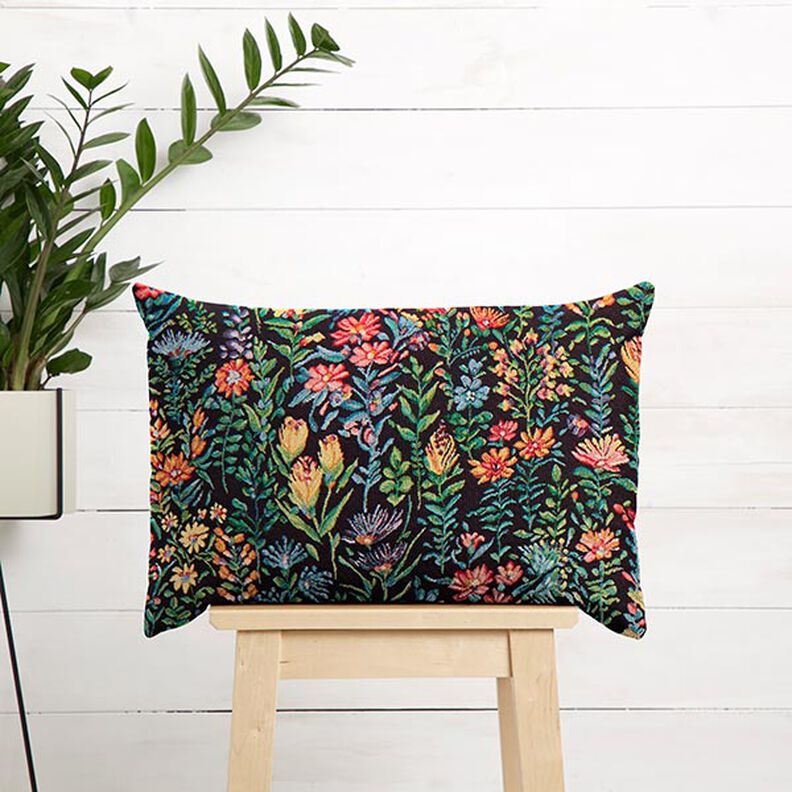 Decostof Gobelin Kleine bloemetjes – zwart,  image number 6