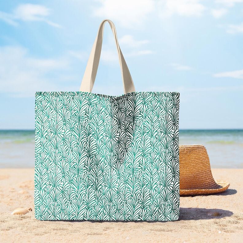 Gecoate katoen Abstracte palmbladeren &ndash; pepermunt/ivoor,  image number 5