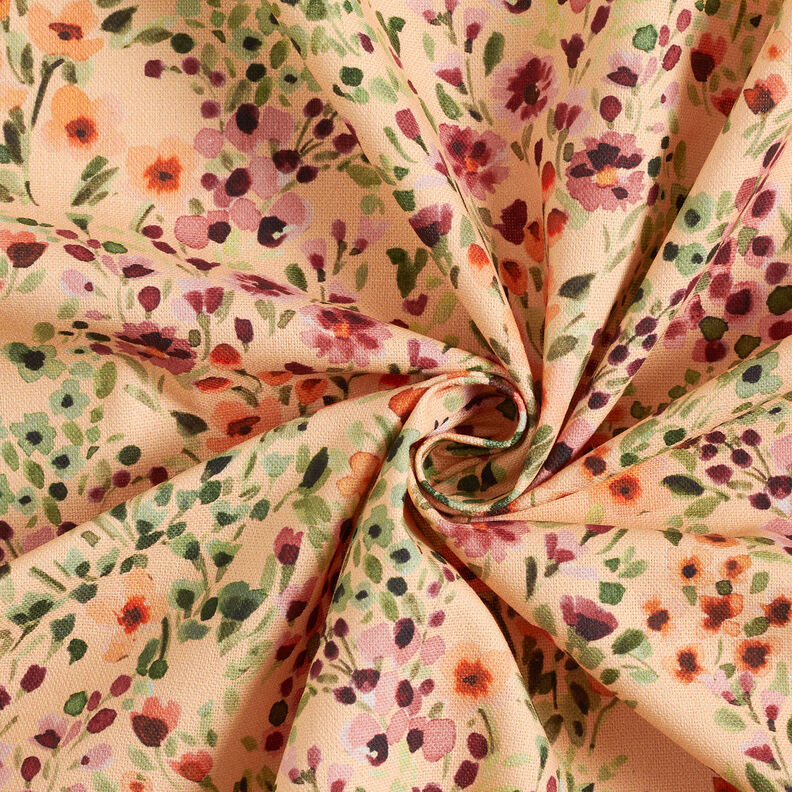 Decostof Half panama mooie bloemen – perzik/merlot,  image number 3