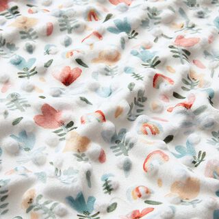 Gezellige fleece reliëf stippen en bloemen – wit, 