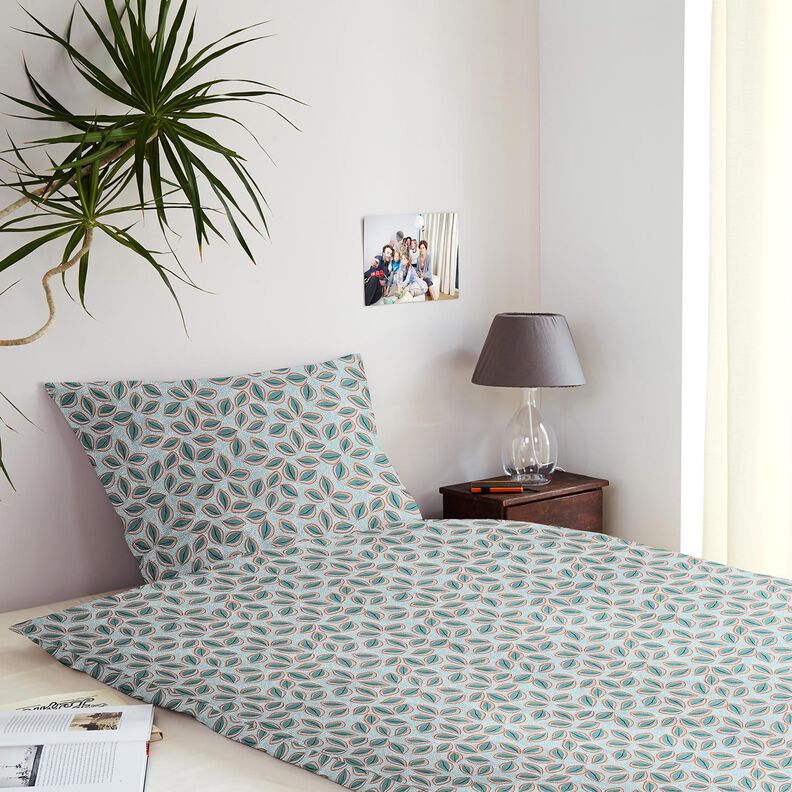 Katoenen stof Cretonne artistieke bladeren – eucalyptus,  image number 7