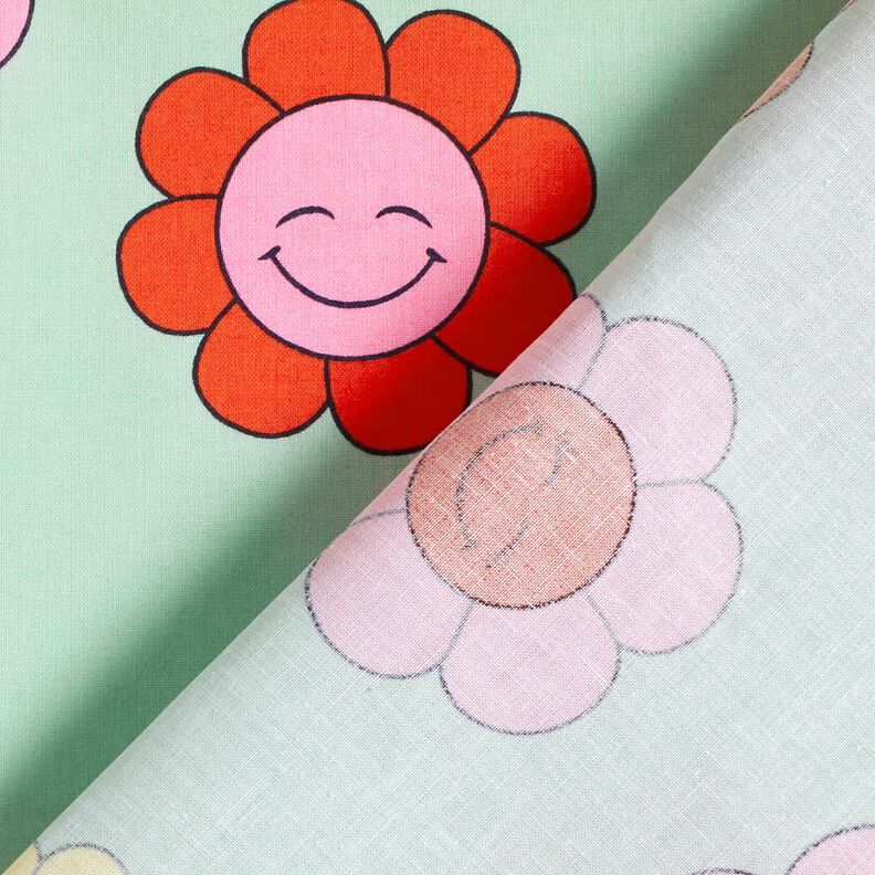 Gecoate katoen vrolijke bloemen | Poppy Fabrics – mint/citroengeel,  image number 5