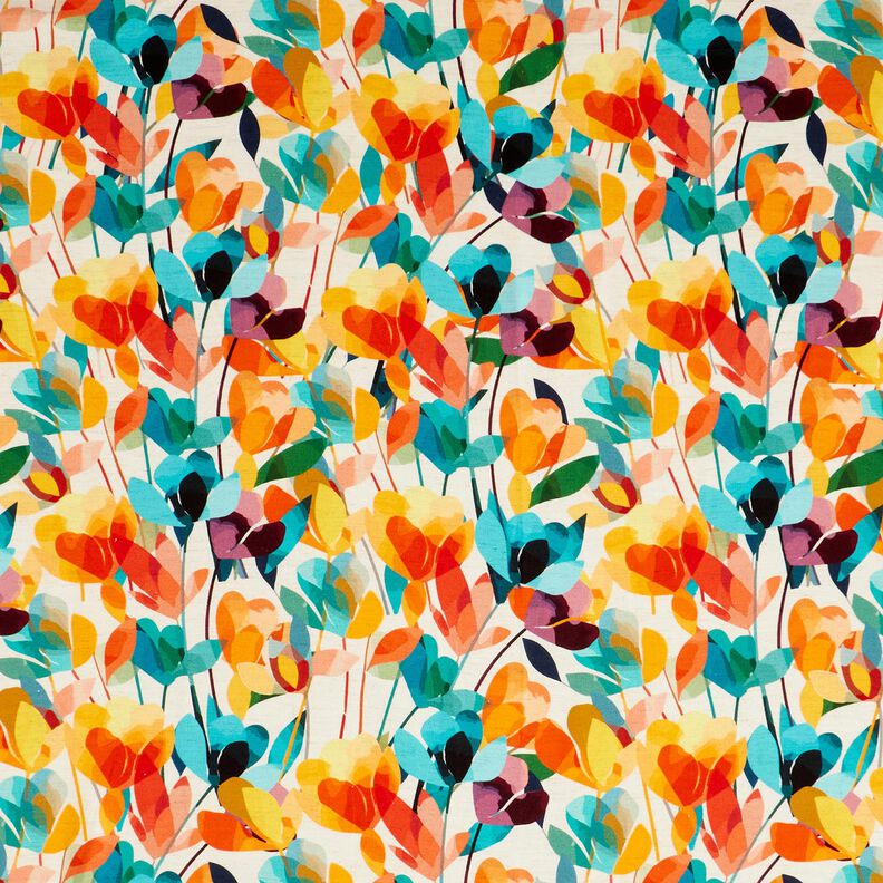 Viscose-linnen-mix gestileerde bloemen – ecru/oranje, image number 1