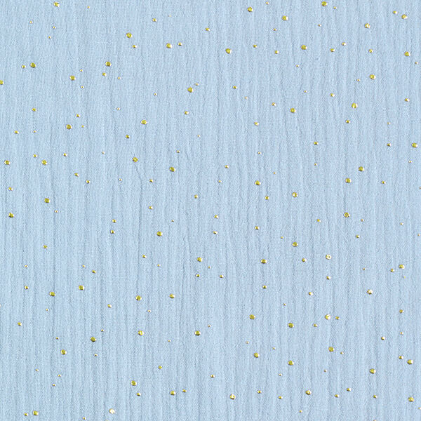 Katoenen mousseline verspreide gouden vlekken – lichtblauw/goud,  image number 1