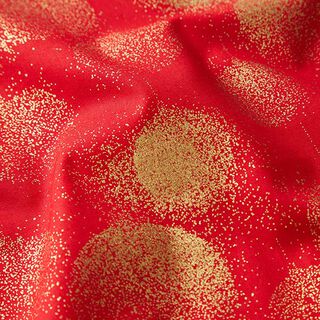 Katoen popeline kerstballen goudstof – signaalrood/goud, 