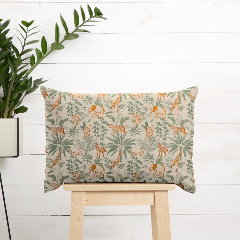 Decostof Half panama Jungledieren – natuur/karamel, image number 6