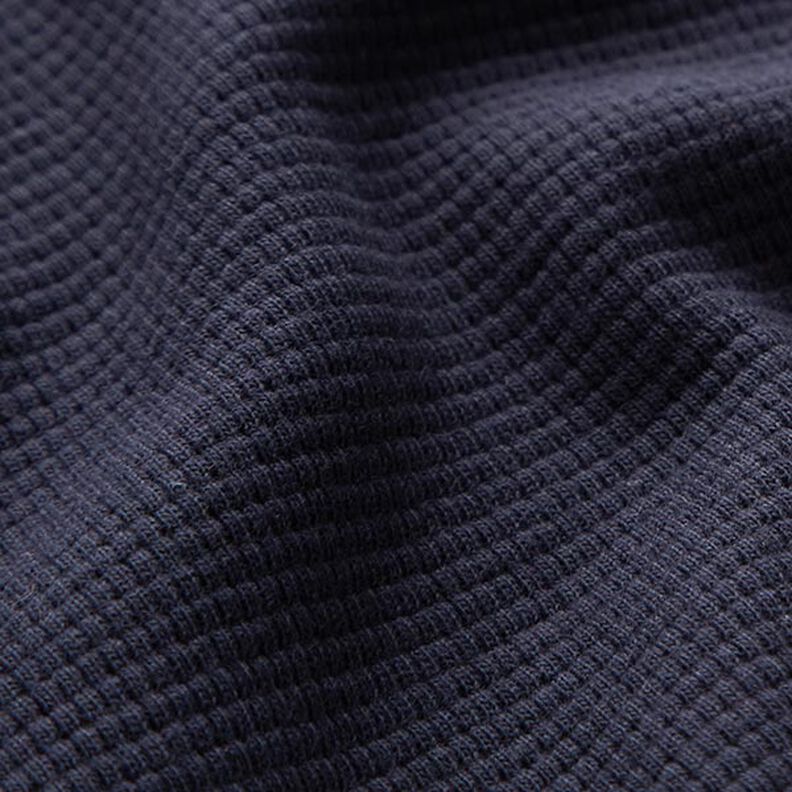 Mini Katoenen wafel jersey effen – marineblauw,  image number 3