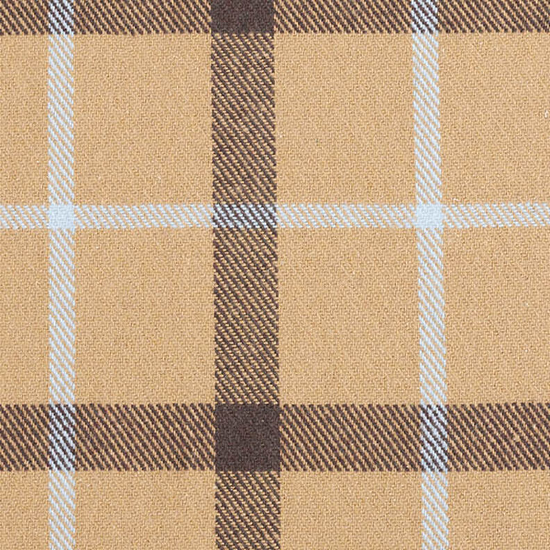 Mantelstof katoenmix grote ruit – beige, image number 1