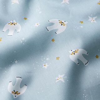 Katoenpopeline Duiven en sterren – babyblauw, 