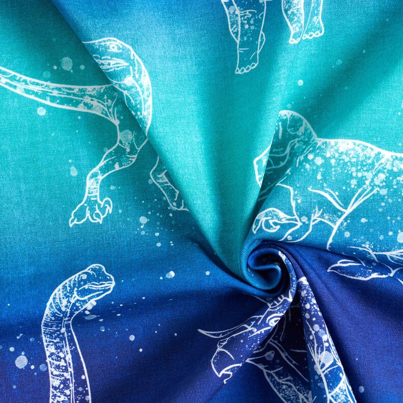 Katoenjersey Dino-contouren | Glitzerpüppi – blauwlila/pepermunt,  image number 3