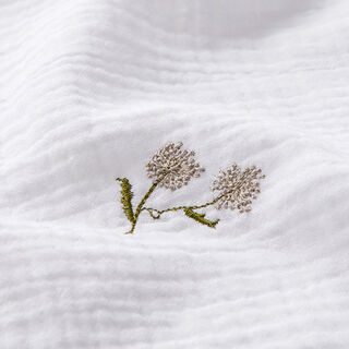 Mousseline/dubbel gehaakte stoffen Geborduurde bloempjes – wit, 