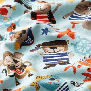 Katoenjersey Piratendieren  – aquablauw, 