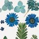 Geperste bloemen & Bladeren [19 delig] - blauw/groen,  thumbnail number 3