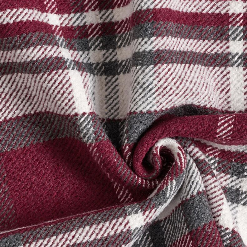 Jasstof met bonten detail geruit – bordeauxrood/leigrijs,  image number 3