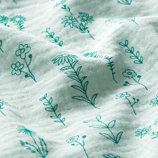 GOTS Mousseline/dubbel gehaakte stoffen Planten | Tula – pastelgroen, 