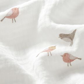 Mousseline/dubbel gehaakte stoffen Vogeltjes – ivoor, 