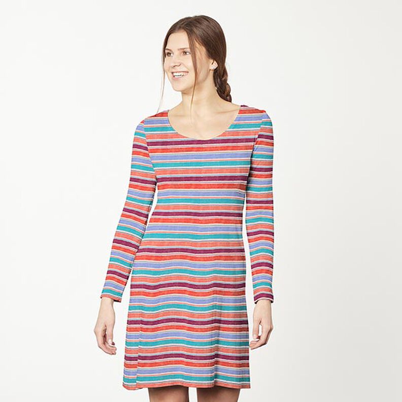 Katoenjersey Aquarel strepen – zand/zalm,  image number 5