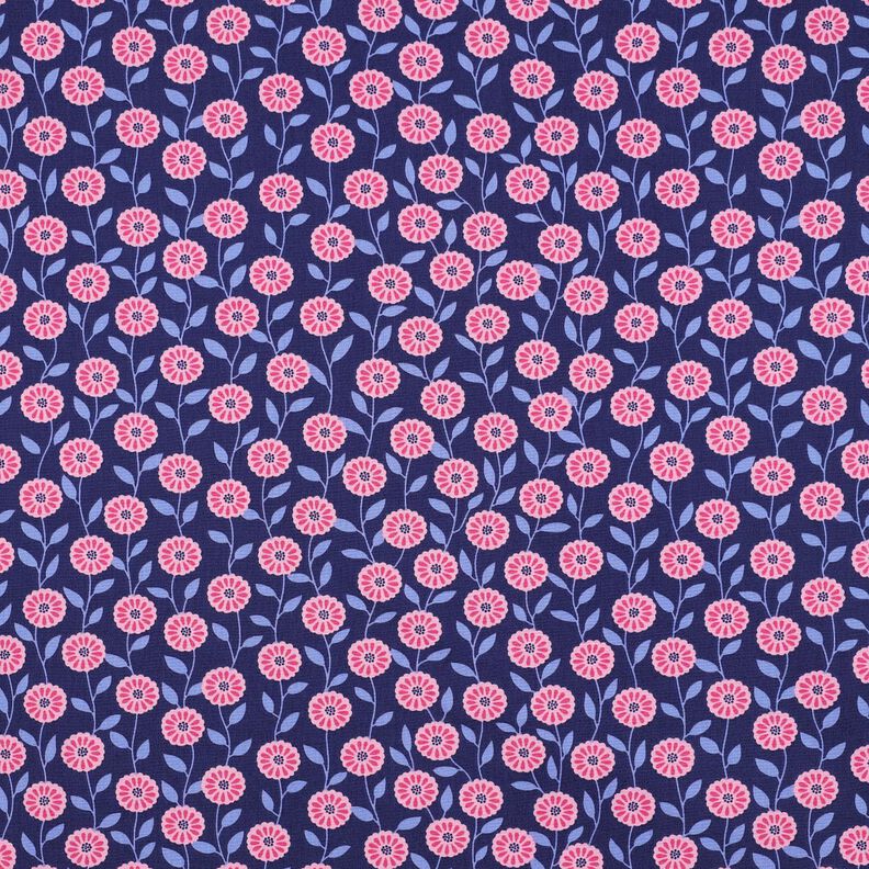 Katoenpopeline Zomerbloemen| Poppy Fabrics – roze/indigo,  image number 1