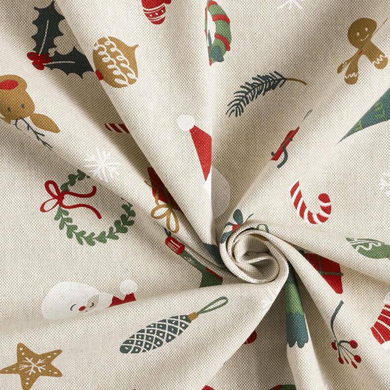 Decostof Half panama Kerstdecoratiemix – natuur/rood, image number 3